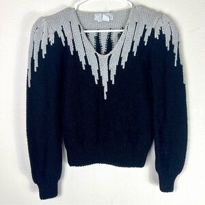 Vintage 80s Nannell sweater, black and silver size small